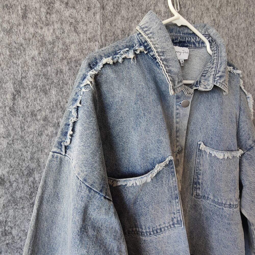 Emory Park Indie Hippie Punk Boxy Cropped Boho Grunge Distress XL Denim Jacket
